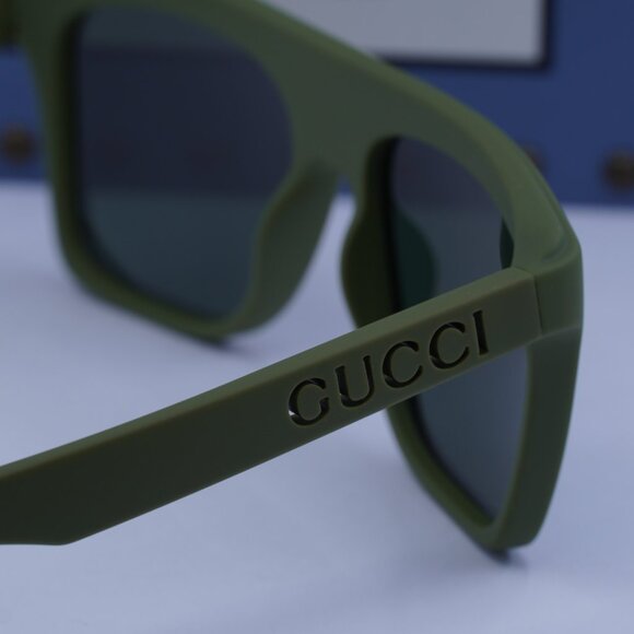 Gucci GG1570S 007 Square Sunglasses - Matte Green/Green - Picture 9 of 10